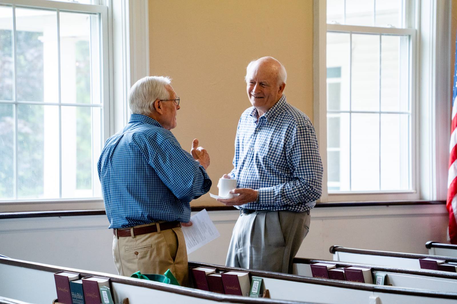 Church members enjoying fellowship and conversation