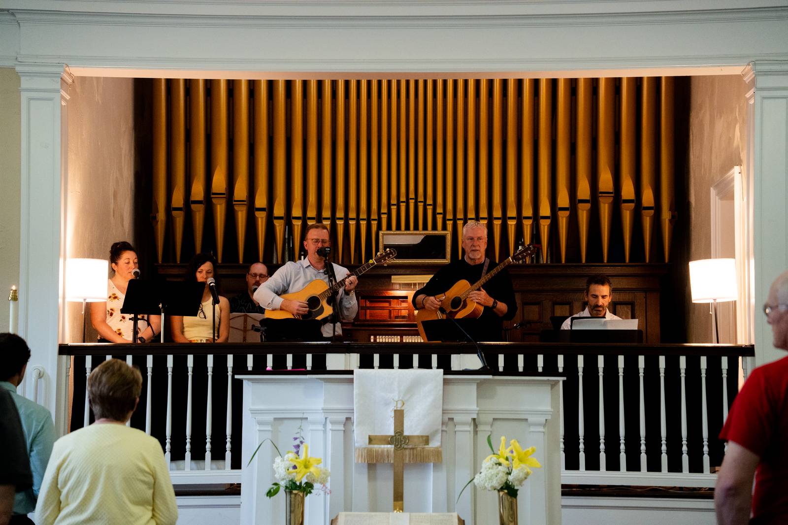 The Etna Church worship team leading congregation in song